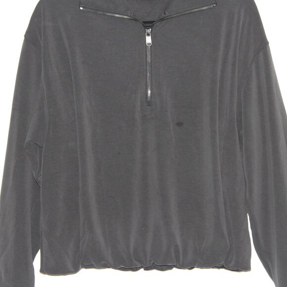 Athleta Seasoft 1/4 Zip Bubble Hem Sweatshirt Black Size Medium - Picture 3 of 11